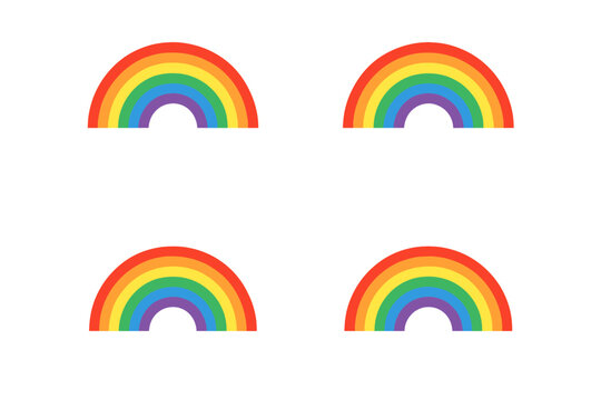 Colorful rainbows in a simple design create a cheerful and vibrant atmosphere for various creative projects