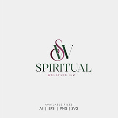 Luxury SV intertwined letter monogram logo, Elegant spiritual wellness brand identity vector