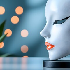 Elegant White Mask Profile with Tranquil Bokeh Background