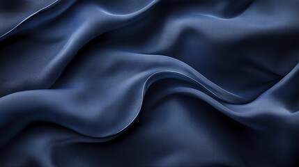 Fototapeta premium Soft dark blue fabric with smooth flowing folds and subtle texture creating elegant and calming visual effect in close up view