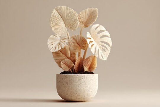 Minimalist Plant in Concrete Abstract Art