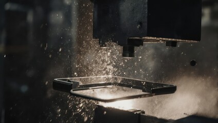 Precision Machining - Metalworking in Action with Sparks and Coolant.