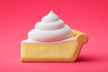 Pie Slice with Cream 3D Render