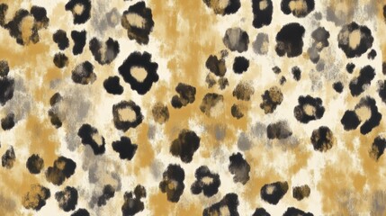 Leopard print fur pattern, with soft golden-yellow and tan tones, watercolor