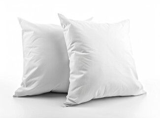 two pillows on a white surface with a white background