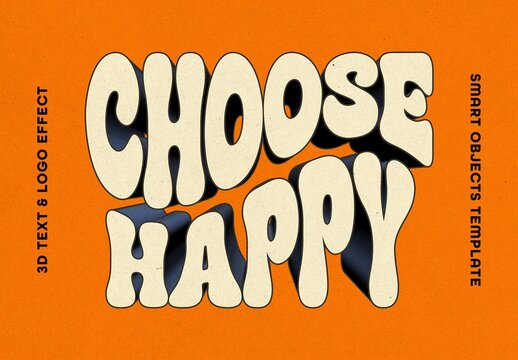 Retro Volume Text & Logo Effect Mockup