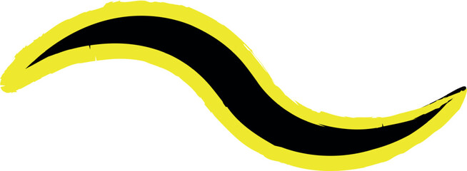 Vibrant Yellow Line Brush Stroke Vector Illustration Featuring Rough Textured Edges on a Clean White Background for Bold Artistic Designs and Modern Creative Projects