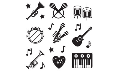 Music Icons Collection – Musical Instrument Symbols, Studio Tools & Sound Design Elements