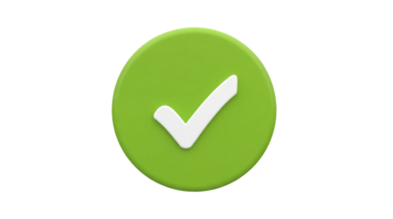 Green check mark isolated PNG on transparent background, symbol of approval and success for graphic design and presentations