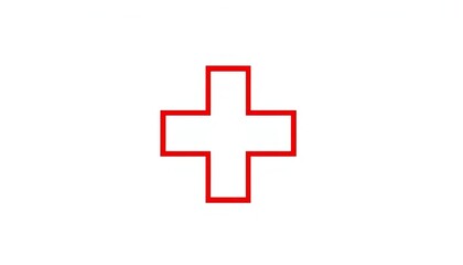 Fototapeta premium Red cross symbol on white background, medical emergency icon, medical symbol, clinic