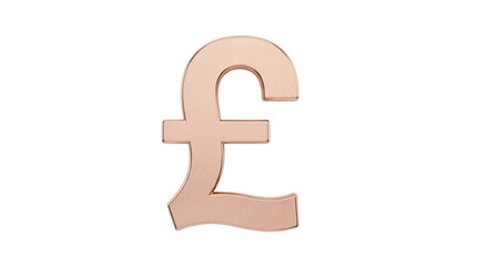 Rose gold pound sterling sign PNG isolated on transparent background, currency symbol for finance and investment concepts