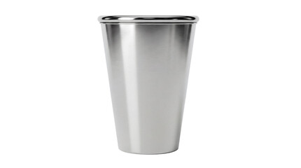 Stainless steel cocktail julep cup isolated PNG on transparent background, classic barware for mixed drinks and beverages