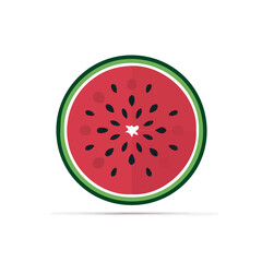 flat_2D_icon_of_a_sliced_watermelon circle_isolated_on white background, flat 2D icon, minimal design, simple illustration with EPS format design, Christmas set