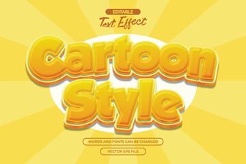 Cartoon style editable text effect with 3d cartoon text style and with comic background