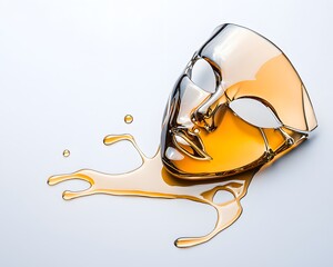 Abstract Mask with Spilled Aged Golden Liquid