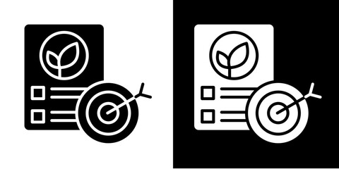 Green Goals Icon Set White Style Collection
