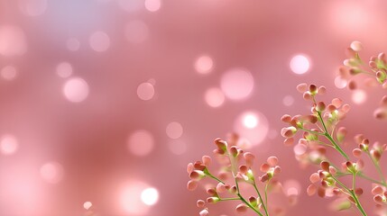 Fototapeta premium Beautiful delicate flowers on a soft pink bokeh background creating a serene and dreamy atmosphere for nature-inspired visuals and designs