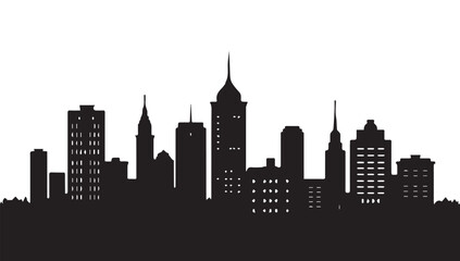 City skylines, silhouette of the city. Cityscape with buildings, Modern city with layers
