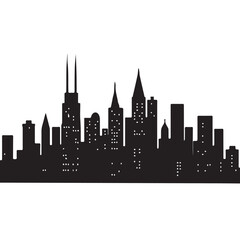 City skylines, silhouette of the city. Cityscape with buildings, Modern city with layers
