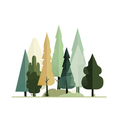 flat_2D_icon_decorative_forest_element_isolated, Christmas set collection