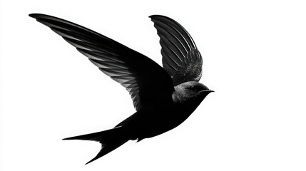 Obraz premium common swift bird silhouette flying isolated on white background