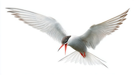 Fototapeta premium common tern diving isolated on white background