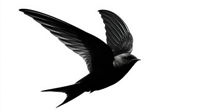 common swift bird silhouette flying isolated on white background