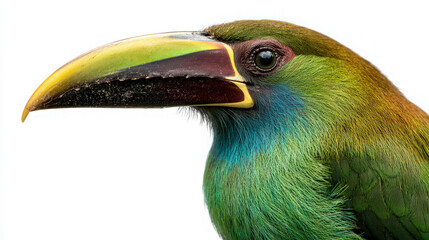 Fototapeta premium emerald toucanet isolated on white background with colorful beak