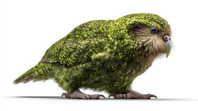kakapo parrot isolated on white background