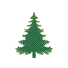 flat_2D_icon_dotted_pine_tree_pattern_isolated, Christmas set collection