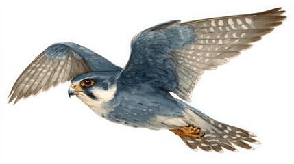 Fototapeta premium isolated merlin falcon in flight on white background
