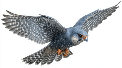 Obraz premium isolated merlin falcon in flight on white background