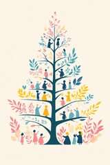 Leadership diagram flat design organizational growth theme animation colored pastel