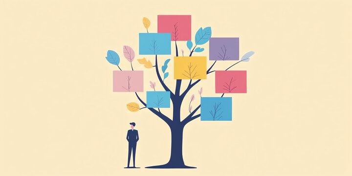 Leadership diagram flat design organizational growth theme animation colored pastel