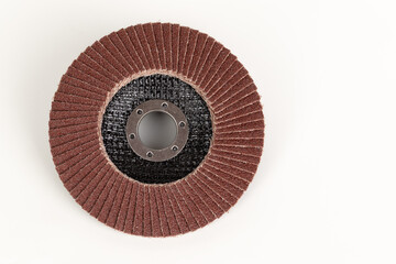 Flap disc, corund laminated wheel  125 mm  for grinding for angle grinder on white background