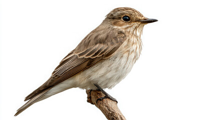 Fototapeta premium spotted flycatcher perched on white background