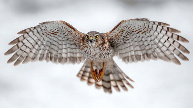 sparrowhawk in action with talons, isolated on white background - Powered by Adobe