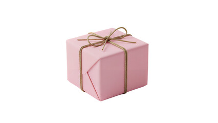 Obraz premium Beautifully wrapped pink gift box tied with twine image on transparent background