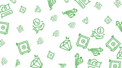 Financial design with green money diamond and safe symbols. Suitable for finance blogs, investment websites, or banking marketing materials.