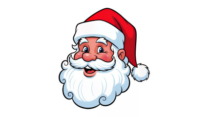 Cartoon santa claus head with a red hat and white beard on transparent background