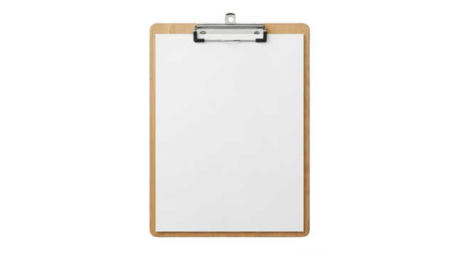 Clipboard with paper isolated on transparent background transparent background
