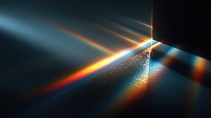 Prism refraction effects with rainbow color beams, light bending visuals and abstract clarity distortions for modern creative themes