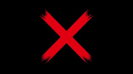 cross mark animation, Wrong Symbol in Motion graphic, Red X letter, crossed lines, denial concept, incorrect cross symbol, red cross mark animation. Prohibition. Error.	 - Powered by Adobe