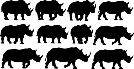 Rhino Silhouette Vector Collection