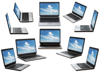 Collection of Laptops with Blue Sky Background