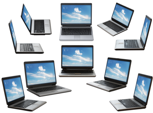 Collection of Laptops with Blue Sky Background