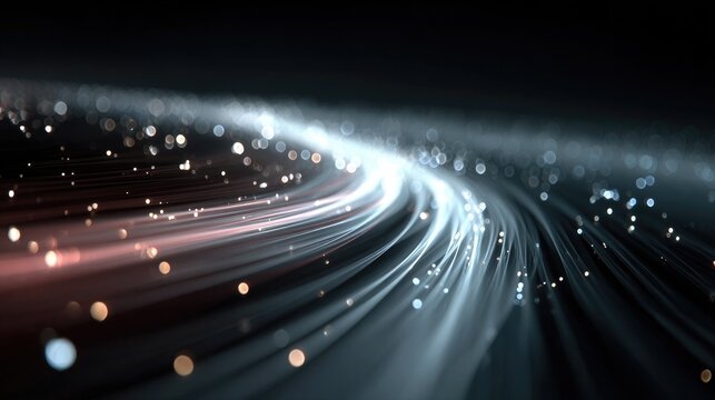 Light beam background with glowing energy trails, futuristic particle flow, and abstract digital motion graphics for tech presentations or sci-fi themes - Powered by Adobe