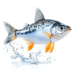 Dynamic 3D Render of Fish Jumping with Water Splash