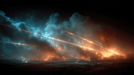 Laser visuals with high-energy beams and sci-fi light effects for digital design, weapon concept art, futuristic energy technology, and special effects