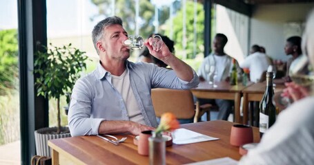 Happy couple, wine tasting and menu with cheers in restaurant for romantic dinner or date together. Man, woman or drink with alcohol toast for anniversary, romance or hospitality at indoor vineyard